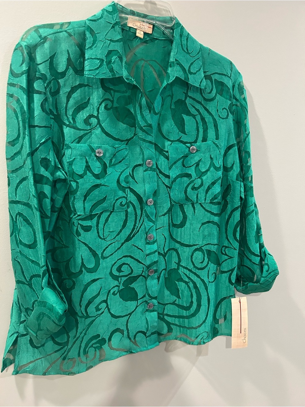 Choices Green Abstract Button-Down Shirt